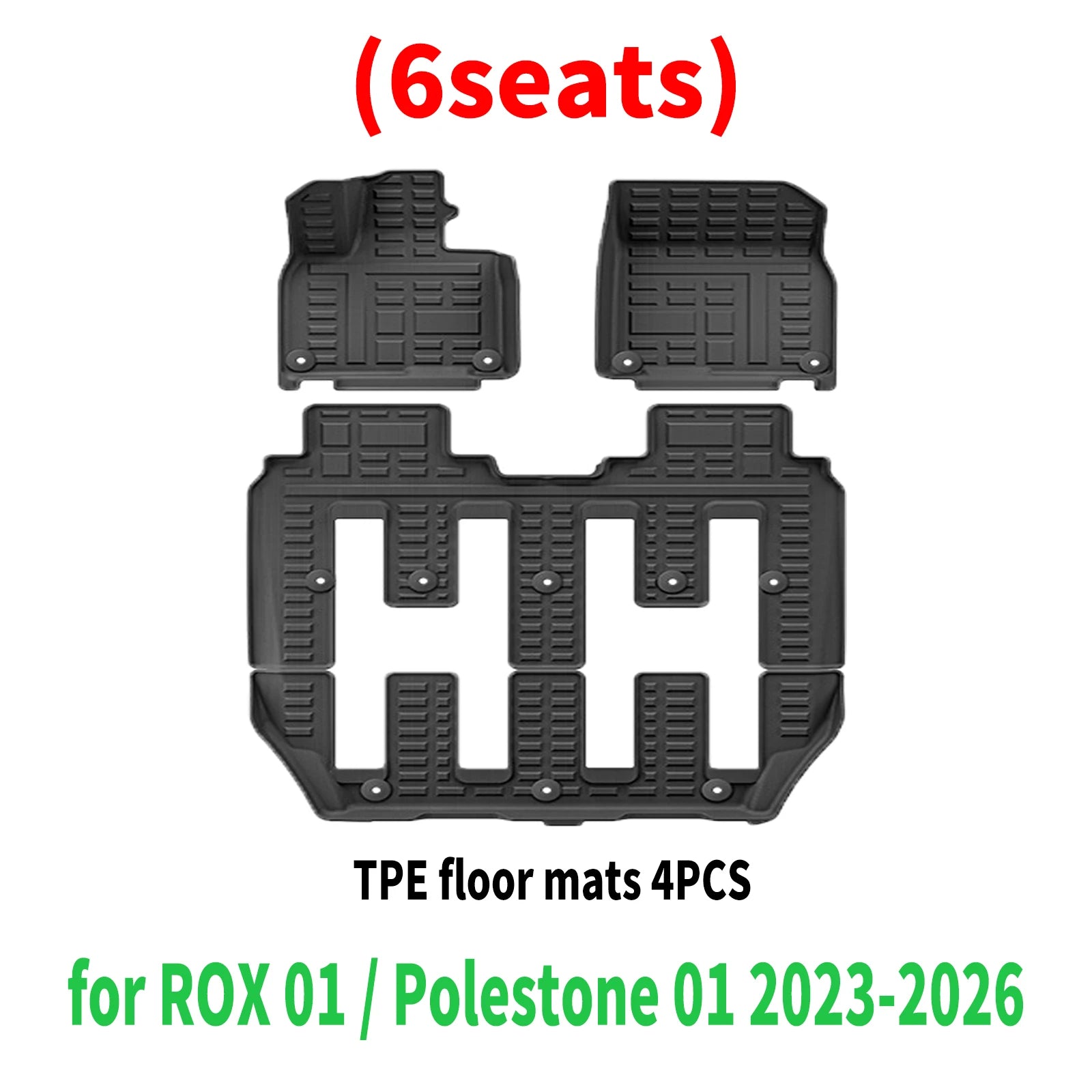 for ROX 01 / Polestone 01 2023 2024 2025 2026 Durable Weatherproof TPE Car Floor Mats & Trunk Pad, Non-Slip Easy Clean
