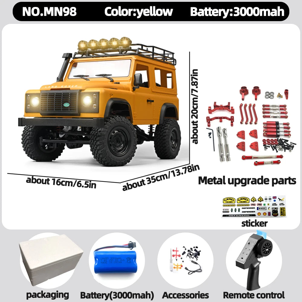 New MN MN99S MN98 1:12 RTR RC Rock Crawler 2.4G 4WD Land Rover Defender Simulated Remote Control Off-Road Truck Toy