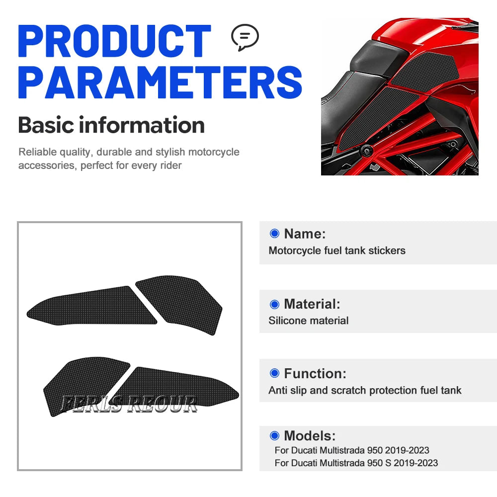 Fuel tank gaskets, rubberpads, scratch-resistant and shock-absorbing pads suitable for Ducati Panigale V4 1100 18-21.