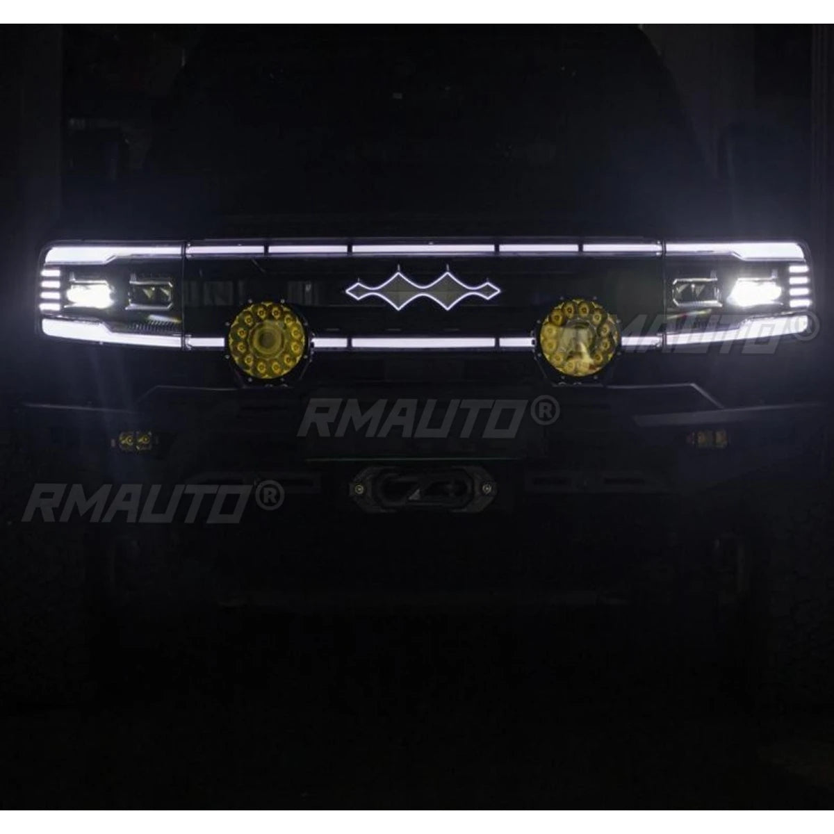 For BYD Leopard 5 Car LED Bumper Grill Decorative Cover Trim Racing Grille Body Kit Front Bumper Grill Exterior Part