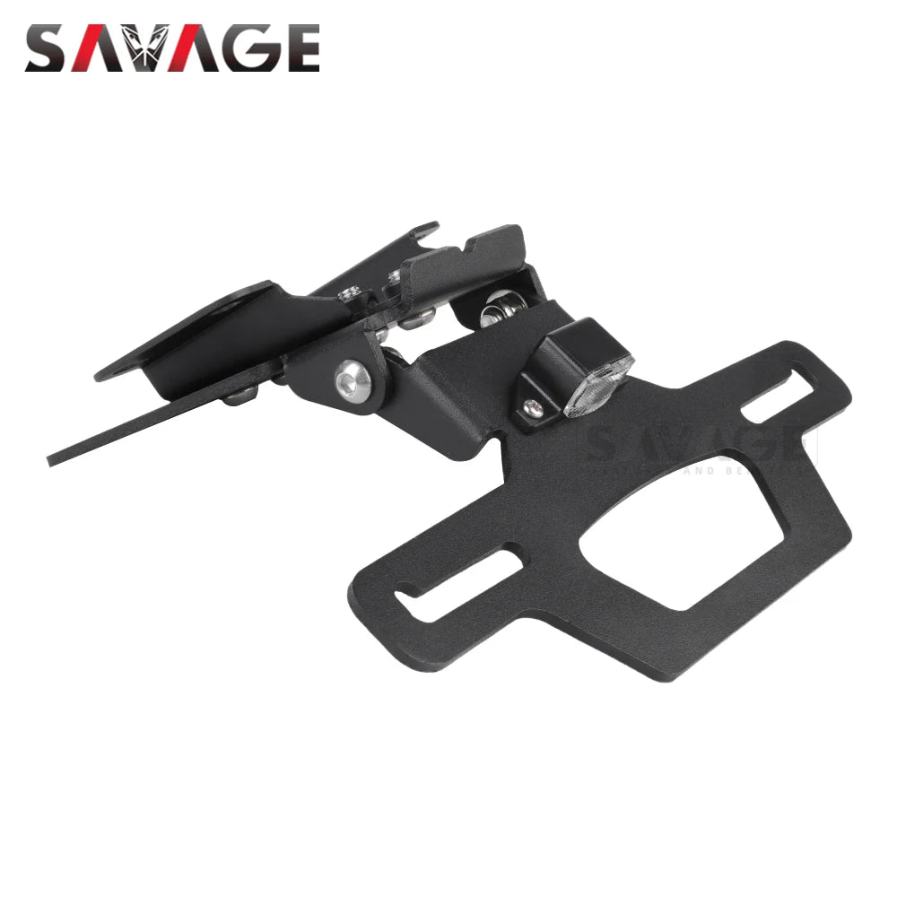 MT07 Foldable License Plate Holder For YAMAHA MT-07 FZ-07 2014-2024 Motorcycle Tail Tidy Frame Rear Fender Eliminator LED Light