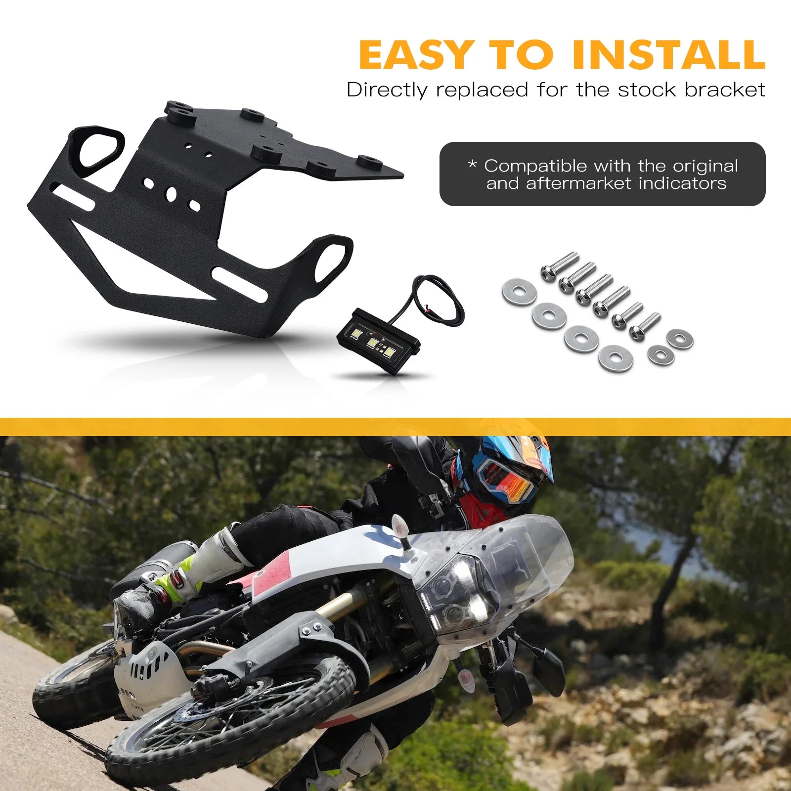 NICECNC For Yamaha Tenere 700 2019-2024 License Plate Holder Bracket Tail Tidy Fender Eliminator For Yamaha Tenere 700 2019-2024