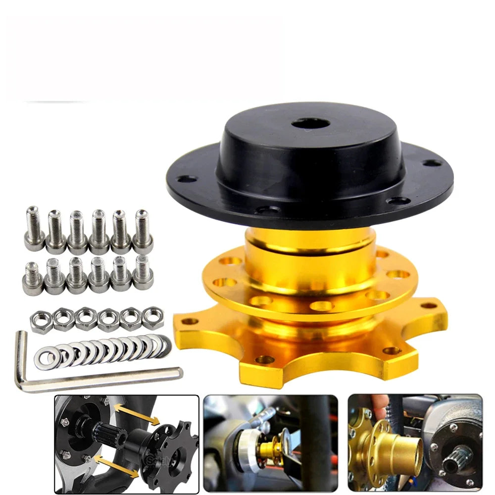 Universal 6 Hole Design Steering Wheel Hub Adapter Quick Release Boss Kit for Auto Modification，Connection Base Quick Release