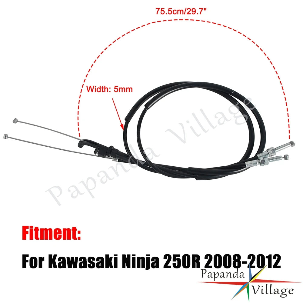 755mm Accelerator Line For Kawasaki EX250J EX250F EX250E Ninja 250R 08-12 Motorcycle Cable Throttle Control Wires Fueling Cables