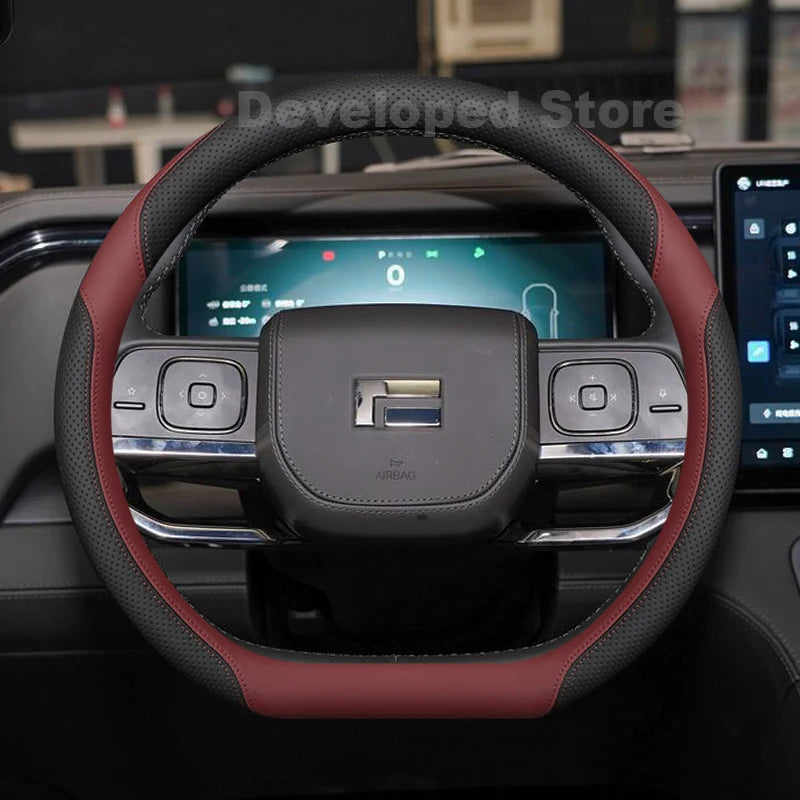 Car Steering Wheel Cover For BAIC JISHI polestone 01 Rox 01 2025 2026 Leather D-type Auto Steering Wheel Cover Accessories
