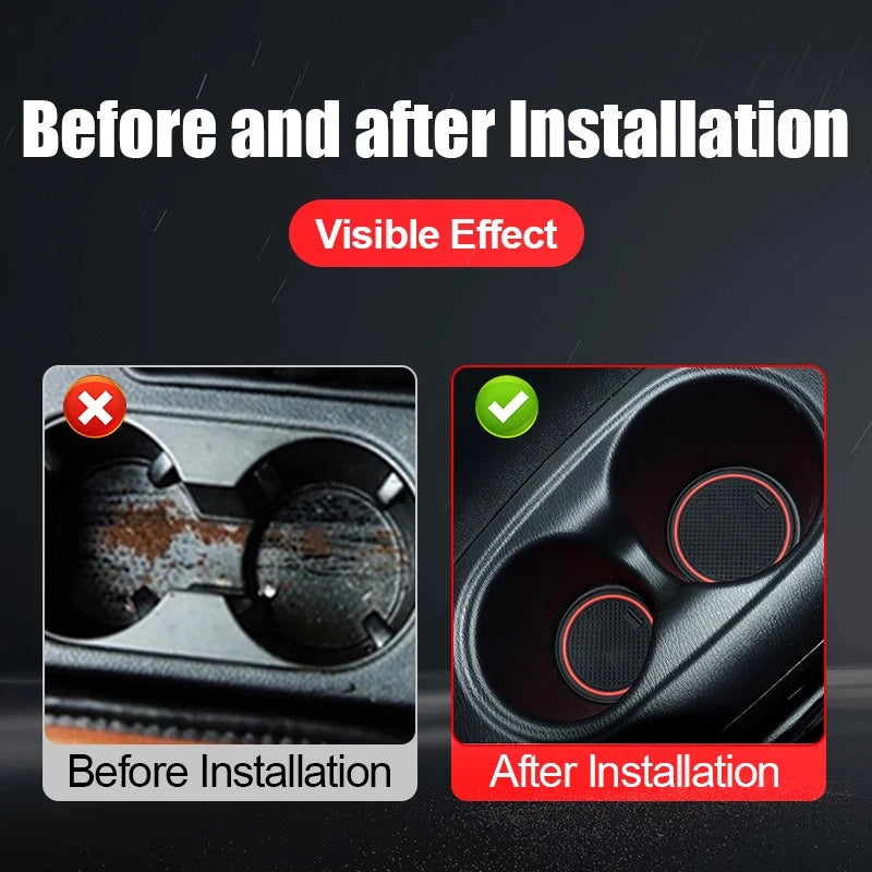 For Nissan Patrol Y62 Water Cup Storage Box Mat Non-Slip Interior Design Accessories Modification Protective Cleaning Pad 2020