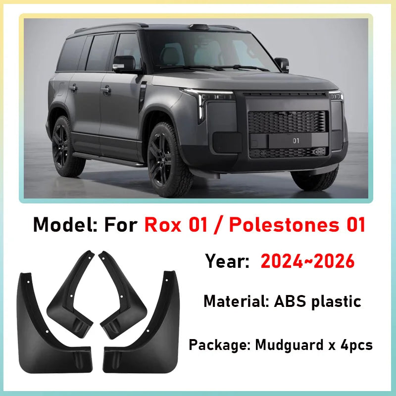 4PCS Car Mudguards For Rox 01 Polestones 01 2024 2025 2026 Anti-splash Mud Flap Guard Wheel Fender Mudflaps Tools Accessories