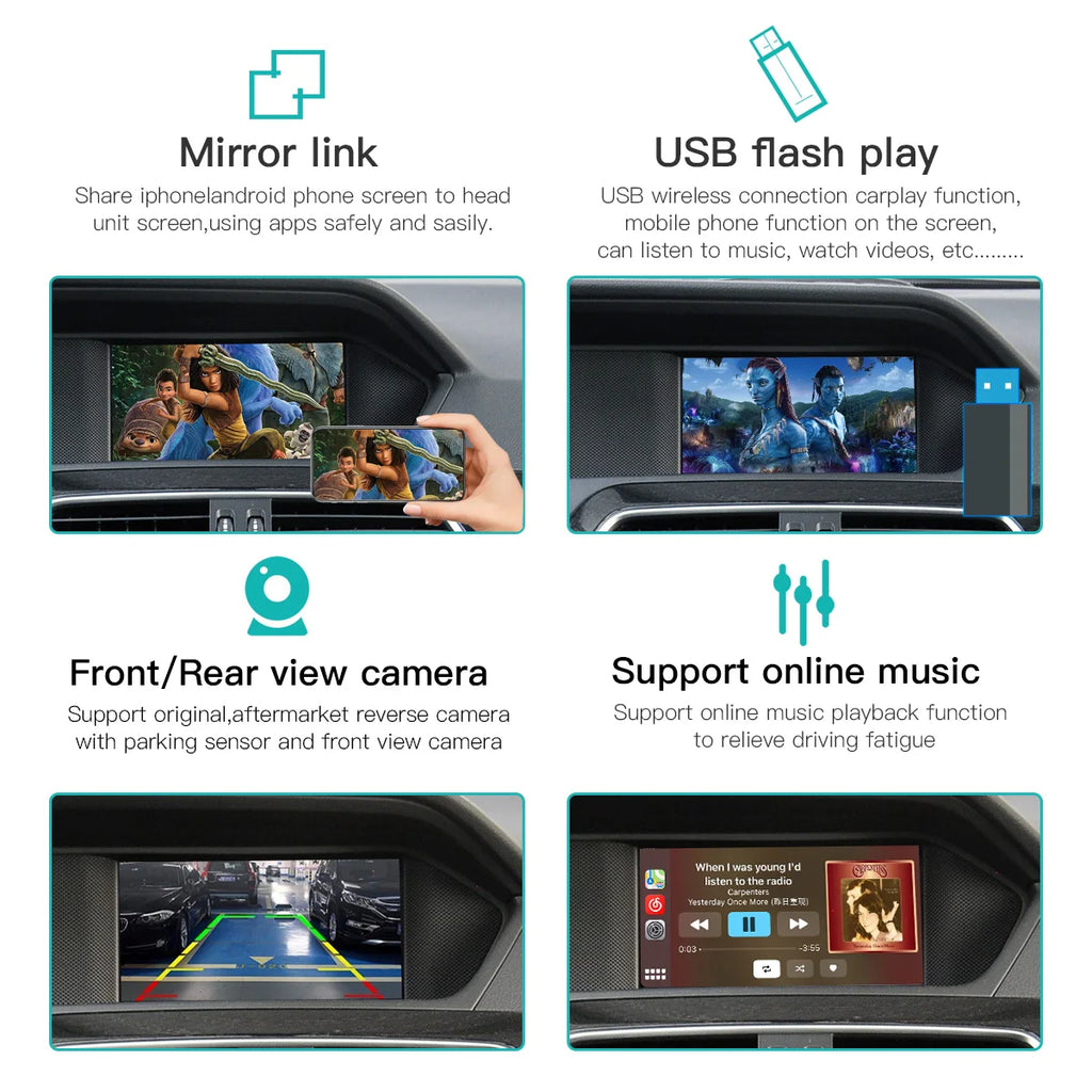 Wireless  Carplay For Mercedes W205 W176 W246 NTG4.5 2015-2018 C/GLC Wireless Radio Head Unit Decodes Android Auto