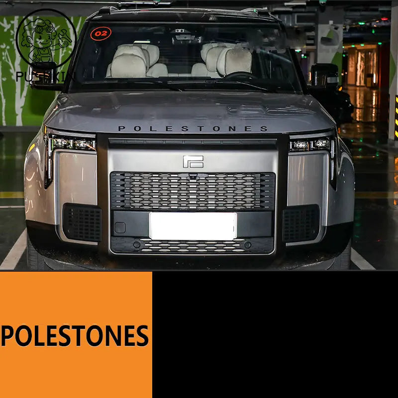 لسيارة BAIC JISHI ROX 01 polestone 01 ملصق معدني ثلاثي الأبعاد لغطاء المحرك الأمامي شعار سيارة رقعة حروف باللونين الأسود والفضي مع شريط لاصق 3M