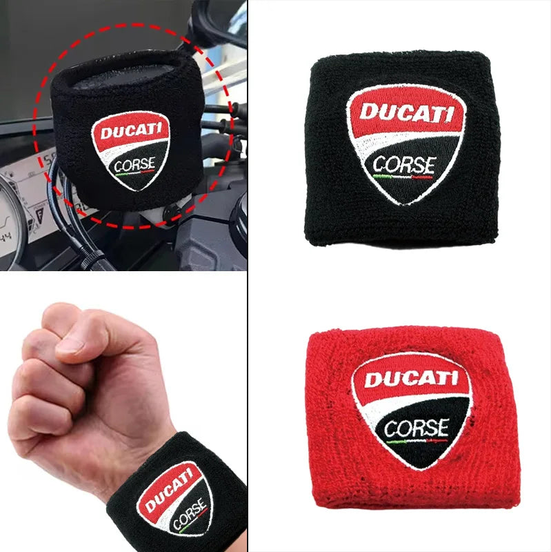 for Motorcycle Embroidery Front Fluid Oil Brake Reservoir Sock Cover Ducati Monster Panigale Diavel Superleggera V4 V2 Scrambler