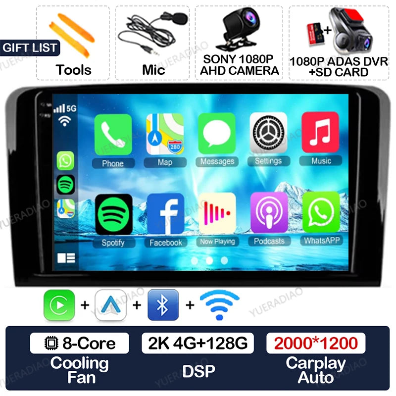 Android 17 Car Radio For Mercedes Benz GL ML W164 ML350 ML500 X164 GL35 GL45 2005 - 2012 GPS NAVI Multimedia Video Player 2DIN
