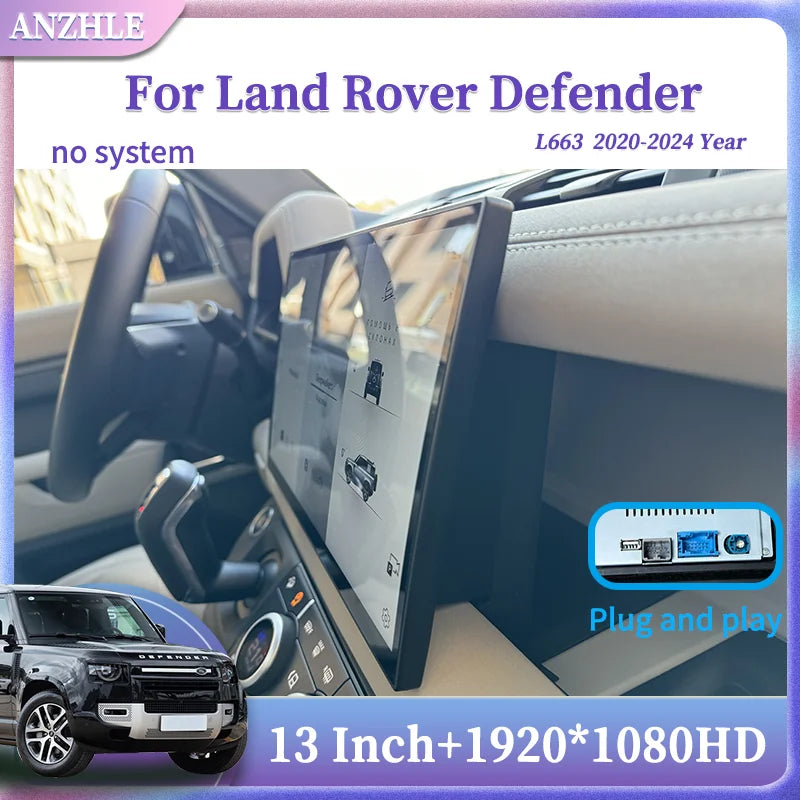 13 Inch Curved Screen For Land Rover Defender 90 110 130 L663 2020-2024 Head Unit Screen Full Touch Retain OEM Systems