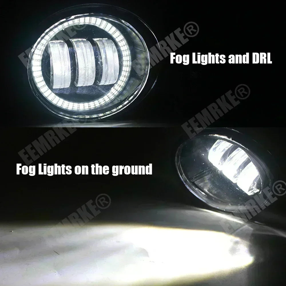 LED Car Fog Lights PTF Clear Lens + Angel Eyes Ring for Toyota Land Cruiser Prado J150 1st Facelift 2013/09 2014 2015 2016 2017