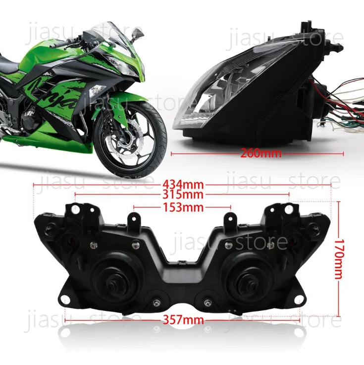 Motorcycle Headlight Fairing Kit for Kawasaki NINJA 250 300 ZX6R ZX 6R 13-16