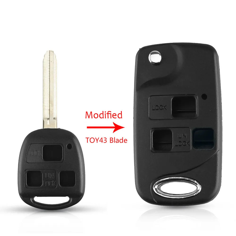 KEYYOU مفتاح تحكم عن بعد قابل للطي 2/3 أزرار لتويوتا RAV4 أفالون برادو تاراجو كامري لكزس ES RX LX GS Key
