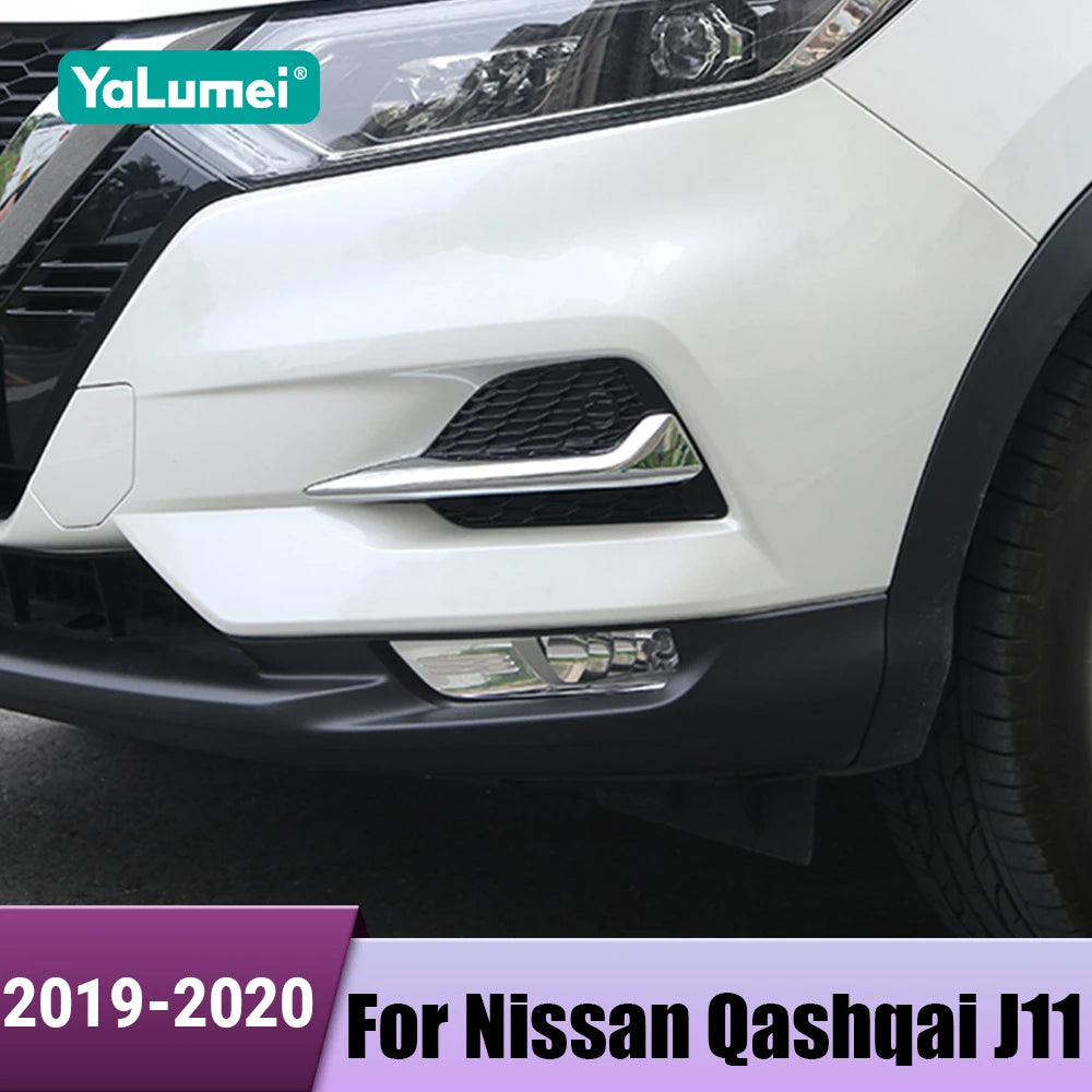 Silver ABS Car Bumper Reflector Front Rear Fog Lamp Trim Protection Cover Stickers Accessories For Nissan Qashqai J11 2019 2020