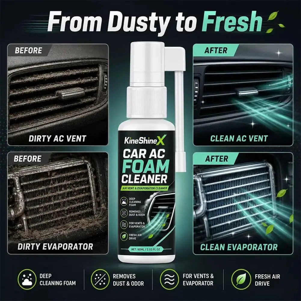 Long Nozzle Car Air Vent Foam Cleaner AC Evaporator Dust Mildew Odor Remover Deodorizer For Car Interior Air Duct Auto Care