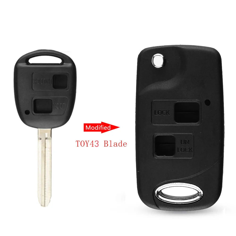 KEYYOU مفتاح تحكم عن بعد قابل للطي 2/3 أزرار لتويوتا RAV4 أفالون برادو تاراجو كامري لكزس ES RX LX GS Key