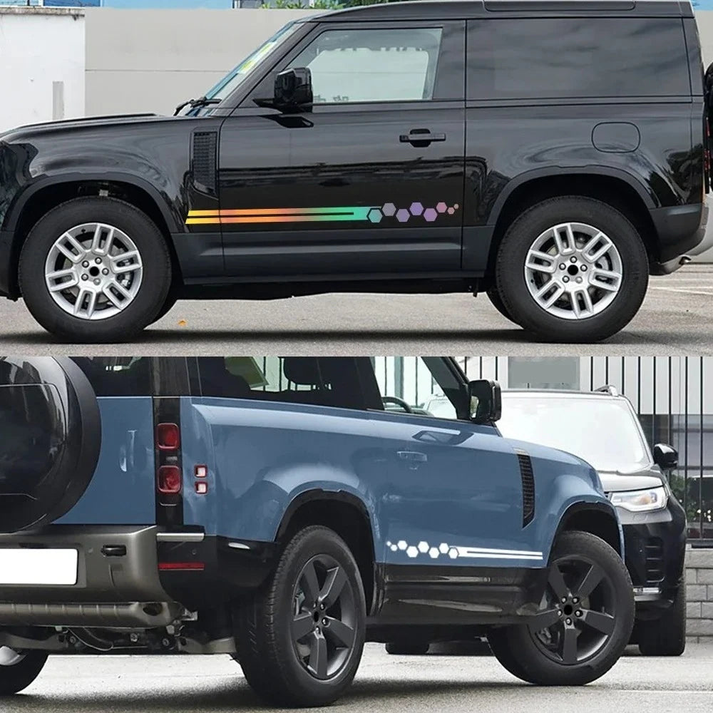 2PCS Car Stickers 4x4 Off Road Stripes Stickers Car Side Skirt Decals Car Body Decoration Accessories For Landrover Defender 90