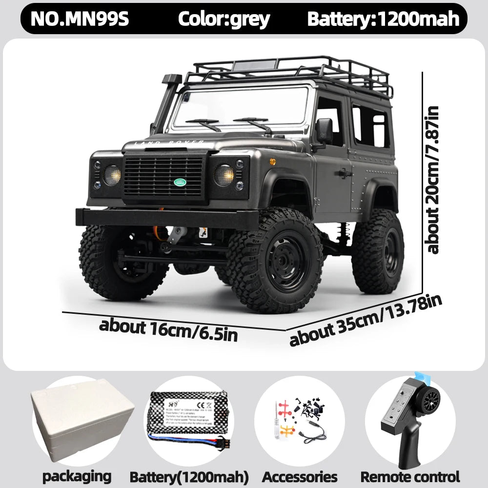 New MN MN99S MN98 1:12 RTR RC Rock Crawler 2.4G 4WD Land Rover Defender Simulated Remote Control Off-Road Truck Toy