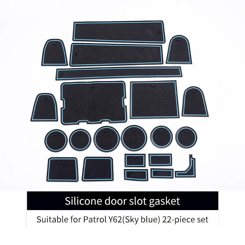 For Nissan Patrol Y62 Water Cup Storage Box Mat Non-Slip Interior Design Accessories Modification Protective Cleaning Pad 2020