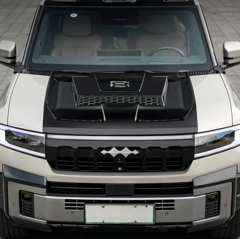 Car Black Warrior Hood Cover Suitable for BYD Leopard 8 2024 2025 Modified Car Engine Hood Sand and Stone Protection Cover
