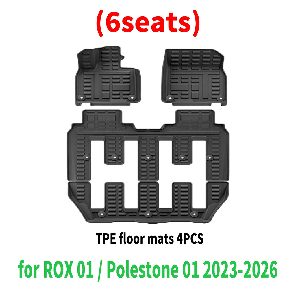 for ROX 01 / Polestone 01 2023 2024 2025 2026 Eco-Friendly TPE Car Floor Mats & Trunk Mats, All-Weather Protection