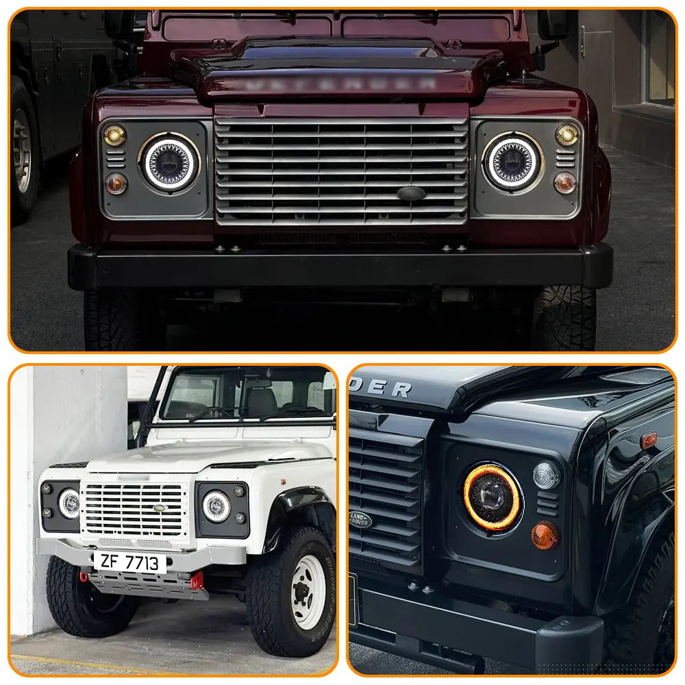 7" LED DRL H4 Halo Ring Amber Turn Signal Headlamp For land rover defender Jeep JK TJ Touring Lada 4x4 Yamaha Niva