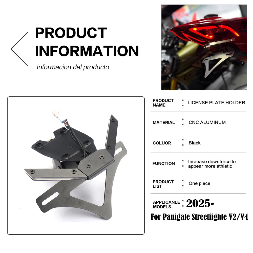For Ducati panigale V4S V2 V4 New Motorcycle License Plate Bracket Holder Rear Short Tail Bracket New Kit Streetfighter V4 2025