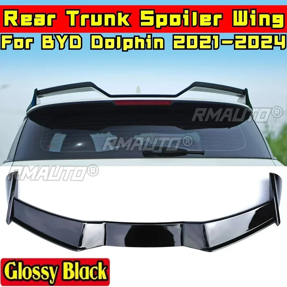 Dolphin Body Kit Rear Roof Spoiler Rear Wing Glossy Black DC Style Rear Roof Wing for BYD Dolphin 2021-2024 Car Accessories
