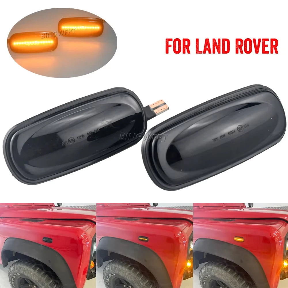 2PCS Dynamic Flowing LED Side Marker Light For Land Rover Discovery 2 1999-2004 Defender Freelander 1 2002-2005