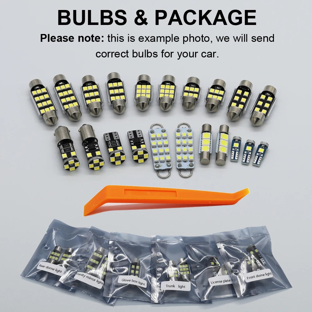 13Pcs Cars Accessories For Nissan Altima L34 2019 2020 2021 2022 2023 2024 Canbus Dome License Plate LED Interior Light Bulb Kit