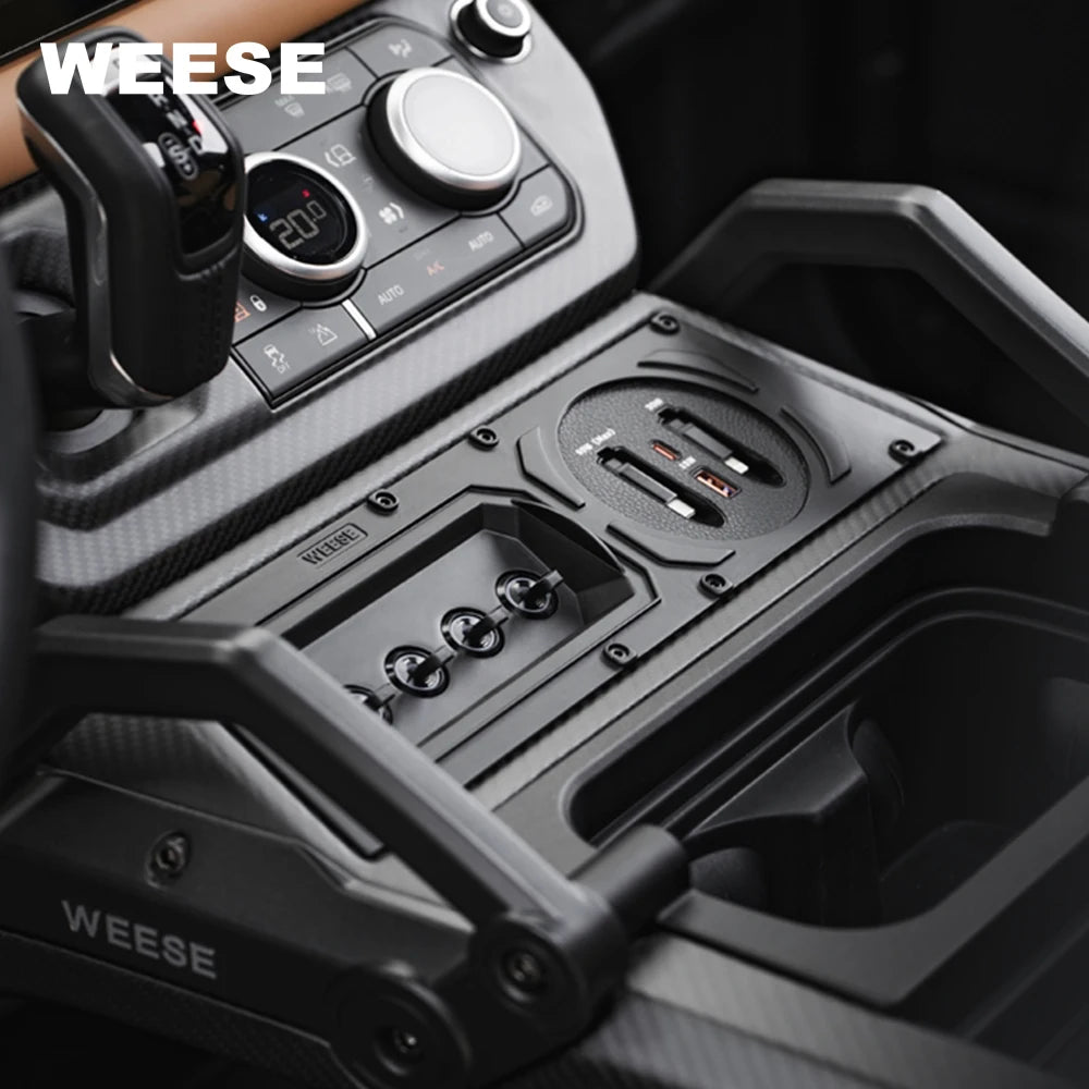 WEESE Dry Carbon Center Control System – 4-Way Switch, USB Charger & Aluminum Grab Handle for Land Rover Defender 90/110/130