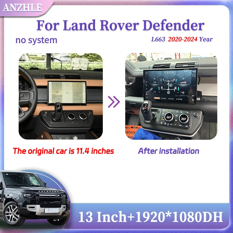 13 Inch Curved Screen For Land Rover Defender 90 110 130 L663 2020-2024 Head Unit Screen Full Touch Retain OEM Systems