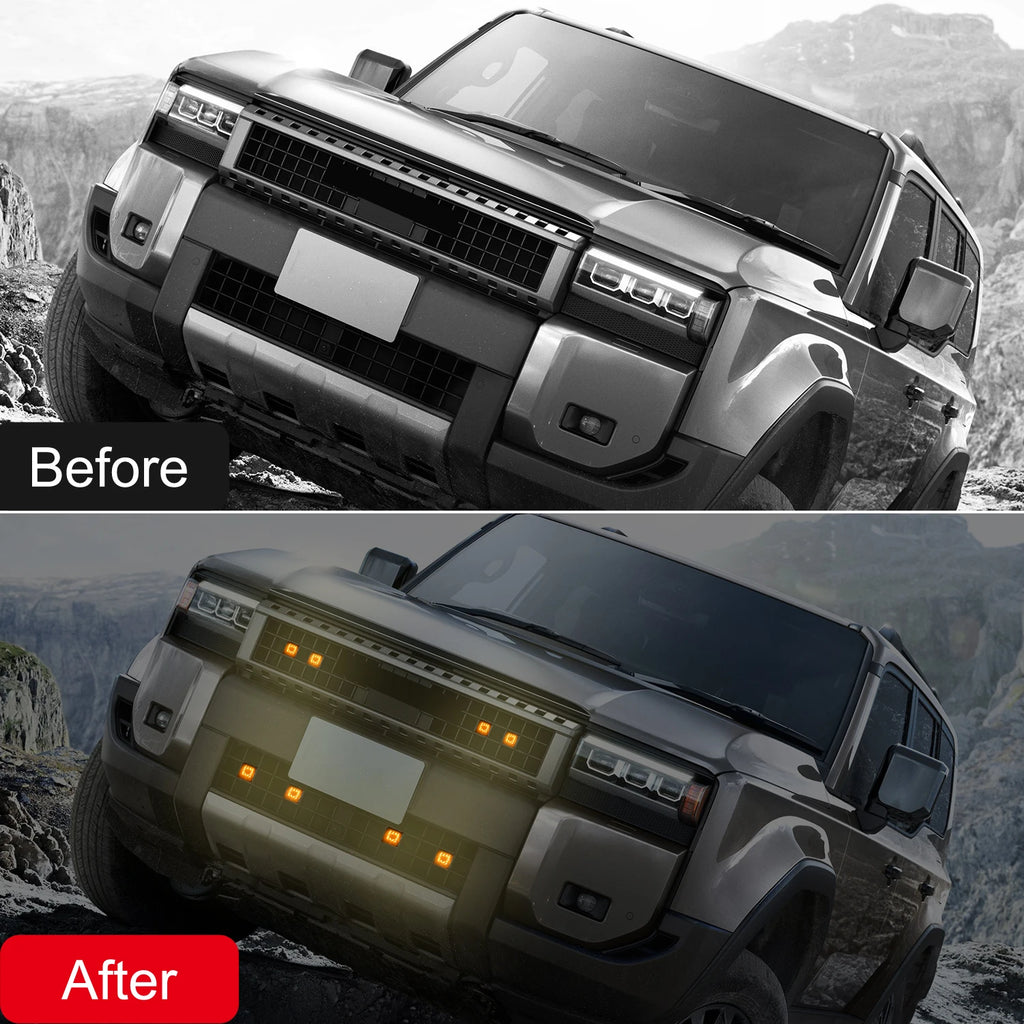 Fit for Toyota Land Cruiser Prado J250 LC250 2024 2025 LED Front Grille Light Warning Daytime Running Lamp Grid DRL Yellow Light