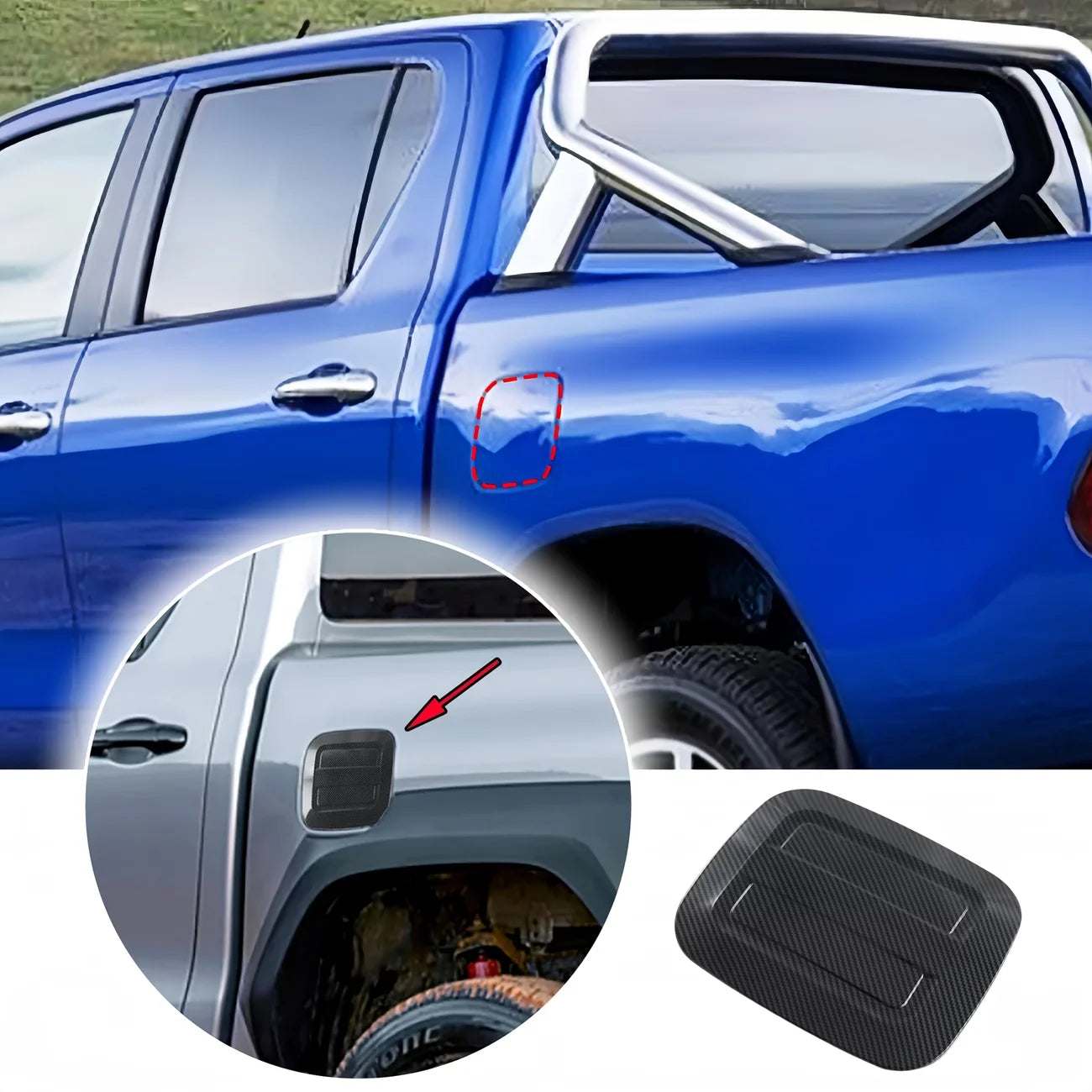 Car Accessories Fit for Toyota Hilux 2018 2019 2020 2021 2022 2023 2024 Carbon Style Fuel Filler Tank Cover Oil Fuel Tank Cap Co