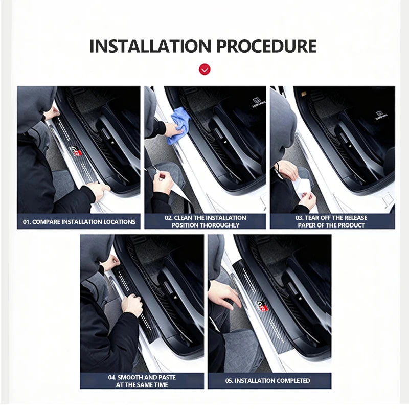 Car Carbon Fiber Door Sill Anti-Scratch Guard Sticker Accessories For Toyota chr Corolla Camry rav4 Yaris hilux prius avensis