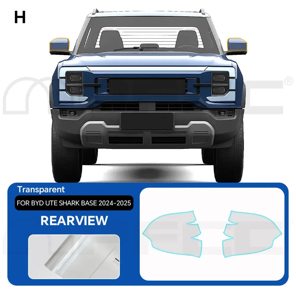 For BYD Ute Shark Base 2024-2026 Headlight Rearview TPU Protection Film Anti-scratch Pre-cut Clear PPF Resistant Invisible Cover