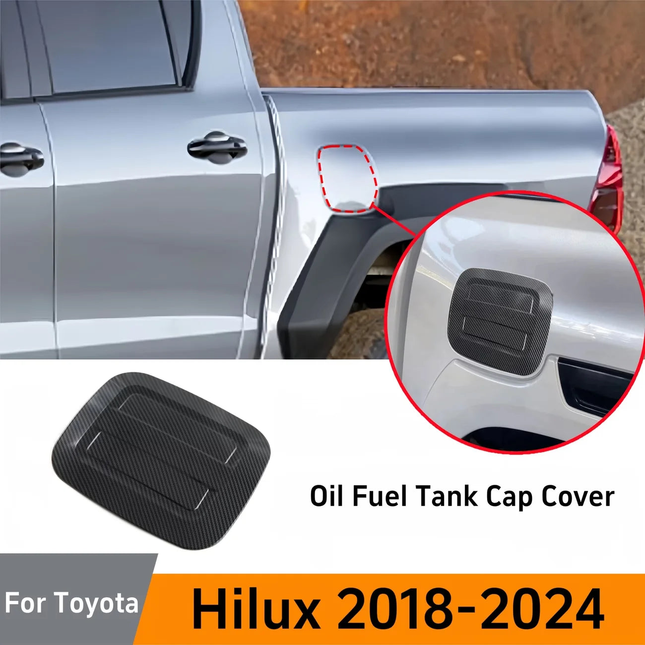 Car Accessories Fit for Toyota Hilux 2018 2019 2020 2021 2022 2023 2024 Carbon Style Fuel Filler Tank Cover Oil Fuel Tank Cap Co