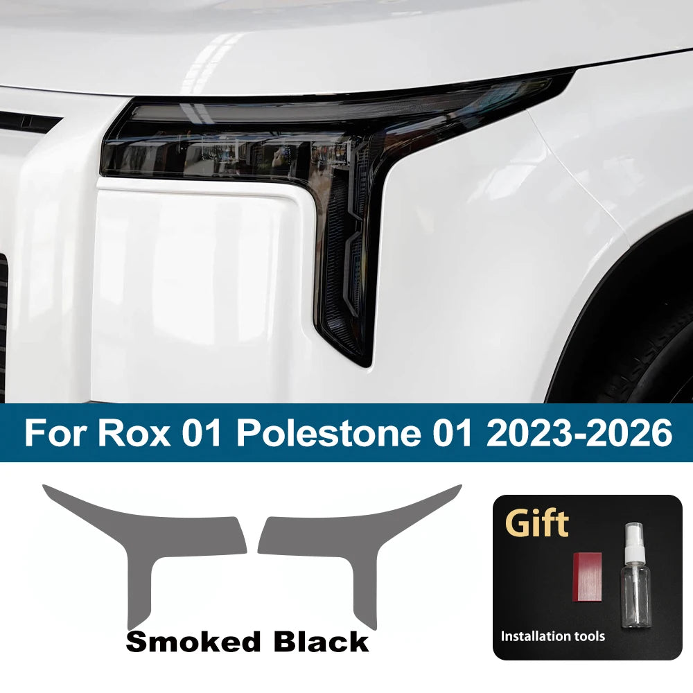 Premium TPU PPF for Rox 01 Polestone 01 High-Gloss Smoke Black Pre-Cut Headlight Cover Anti-Scratch Protective Vinyl Wrap Kit