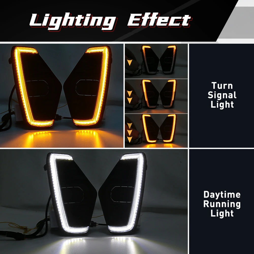 LED DRL For Nissan Navara NP300 Frontier 2020 2021 2022 Daytime Running Light White Yellow Turn Dynamic Signal Lamp Waterproof