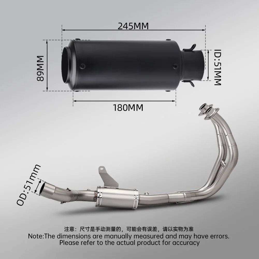 For YZF-R7 XSR700 MT-07 Motorcycle Exhaust Full System Front Pipe With Dual O2 Sensor And Slip-On Tail Muffler Moto Parts