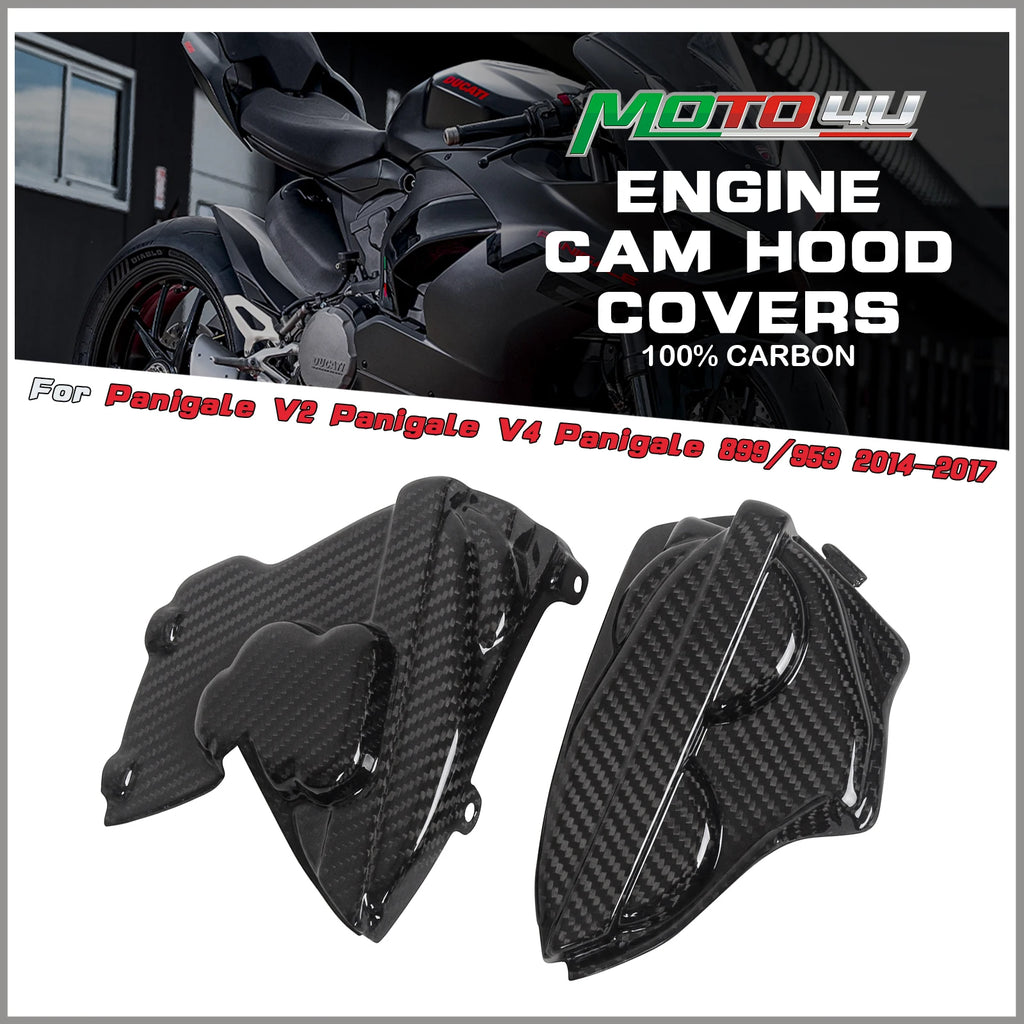 MOTO4U For Ducati Panigale V2 V4 899/959 2014 2015 2016 2017 100% Carbon Fiber Motorcycle Engine Cam Hood Covers Bonnet 2PCS