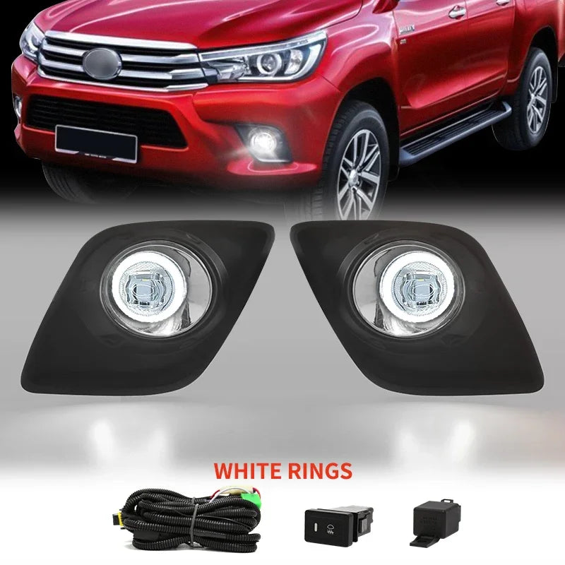 For Toyota Hilux Revo 2015 2016 2017 2018 2019 Car Fog Lamps LED Halogen Daytime Running Lights DRL Front Bumper Daylights 12V