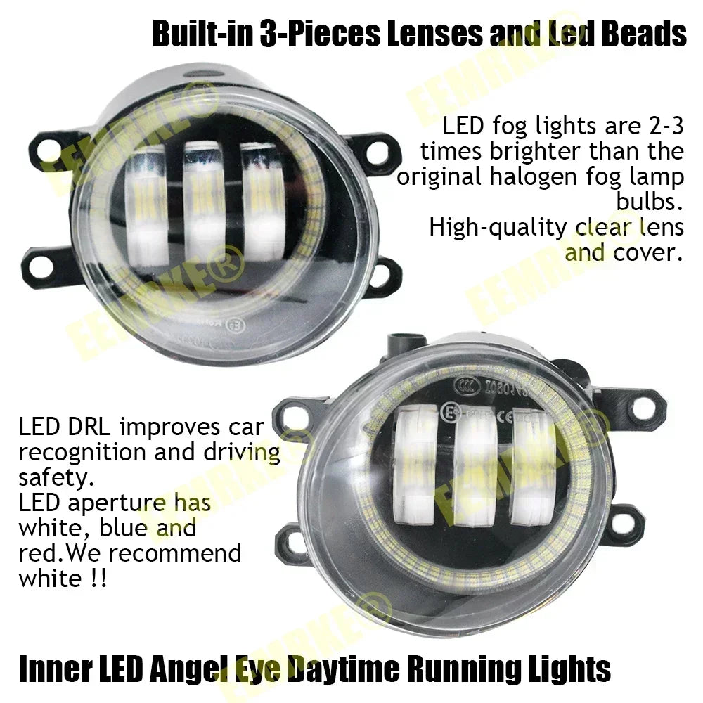 LED Car Fog Lights PTF Clear Lens + Angel Eyes Ring for Toyota Land Cruiser Prado J150 1st Facelift 2013/09 2014 2015 2016 2017