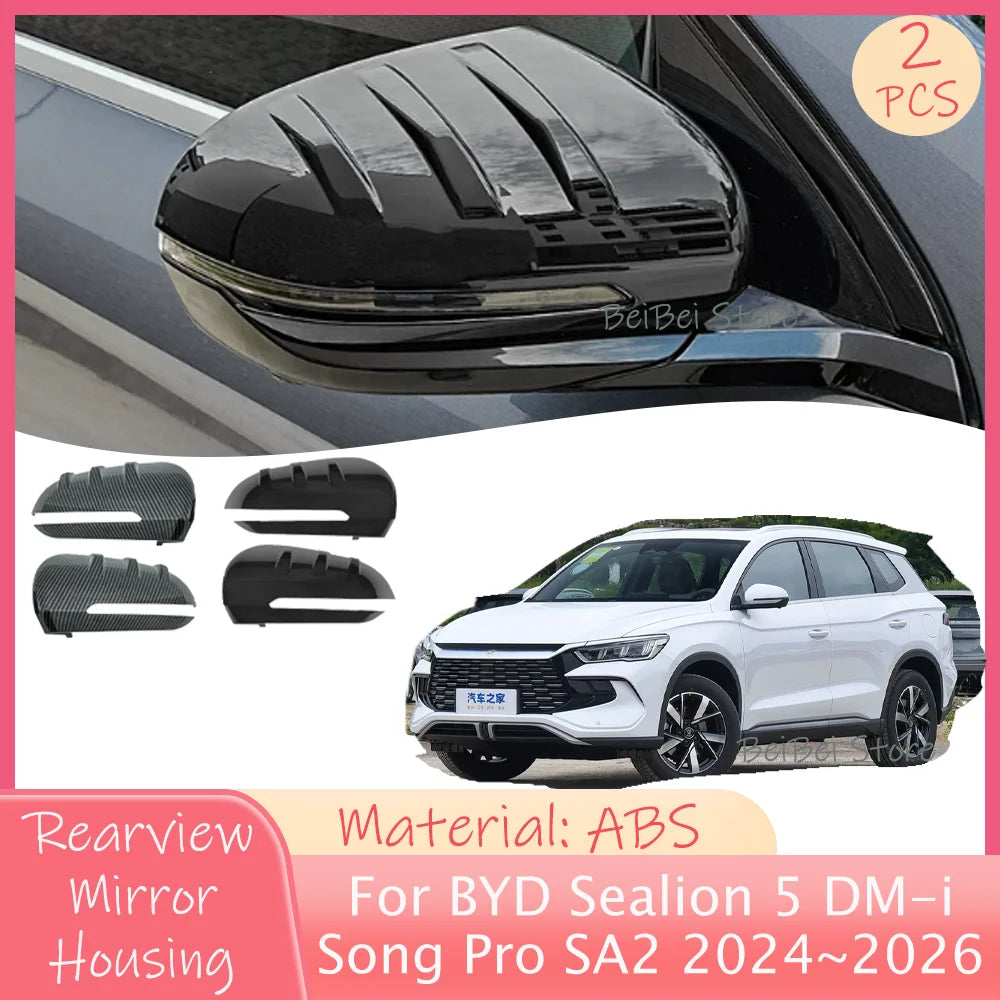For BYD Sealion 5 DM-i Song Pro SA2 2024~2026 2025 Car Carbon Fiber Rearview Mirror Protect Cover Decorat Modificat Accessories
