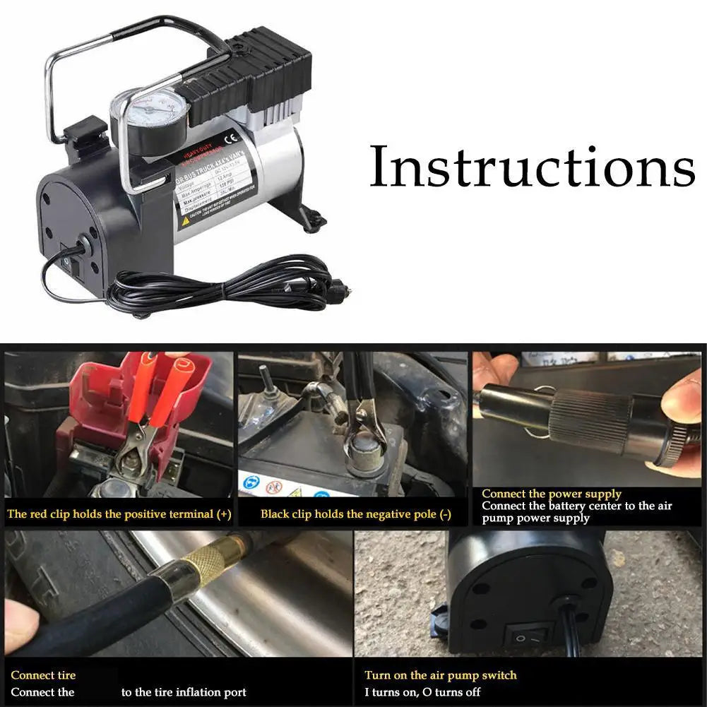 12V 200 PSI Heavy Duty Deluxe Metal Air Compressor Tire Digital Car Pump With Tyre Inflator Inflatable Pressure Gauge W6B7