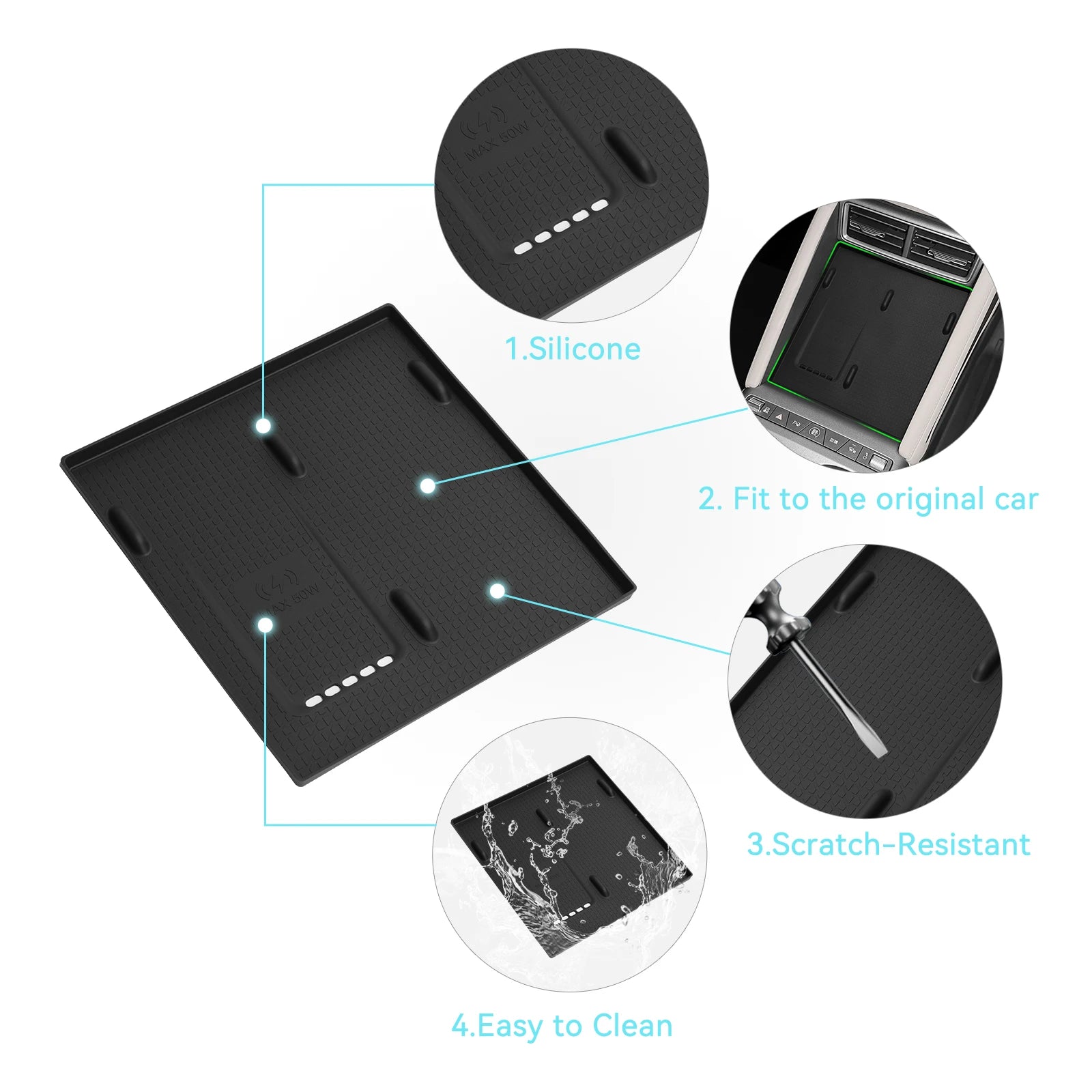 LUCKEASY for BYD Yuan UP/ Atto 2 2025-2026 Button Control Version Wireless Charging Pad Silicone Anti-Slip Mats Car Accessiories