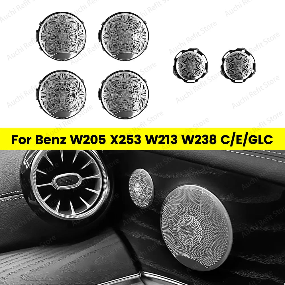 No Lighting Stainless Steel Car Audio Speaker Decorative Cover for Mercedes Benz C Class W205 GLC X253 E Class W213 E-coupe W238