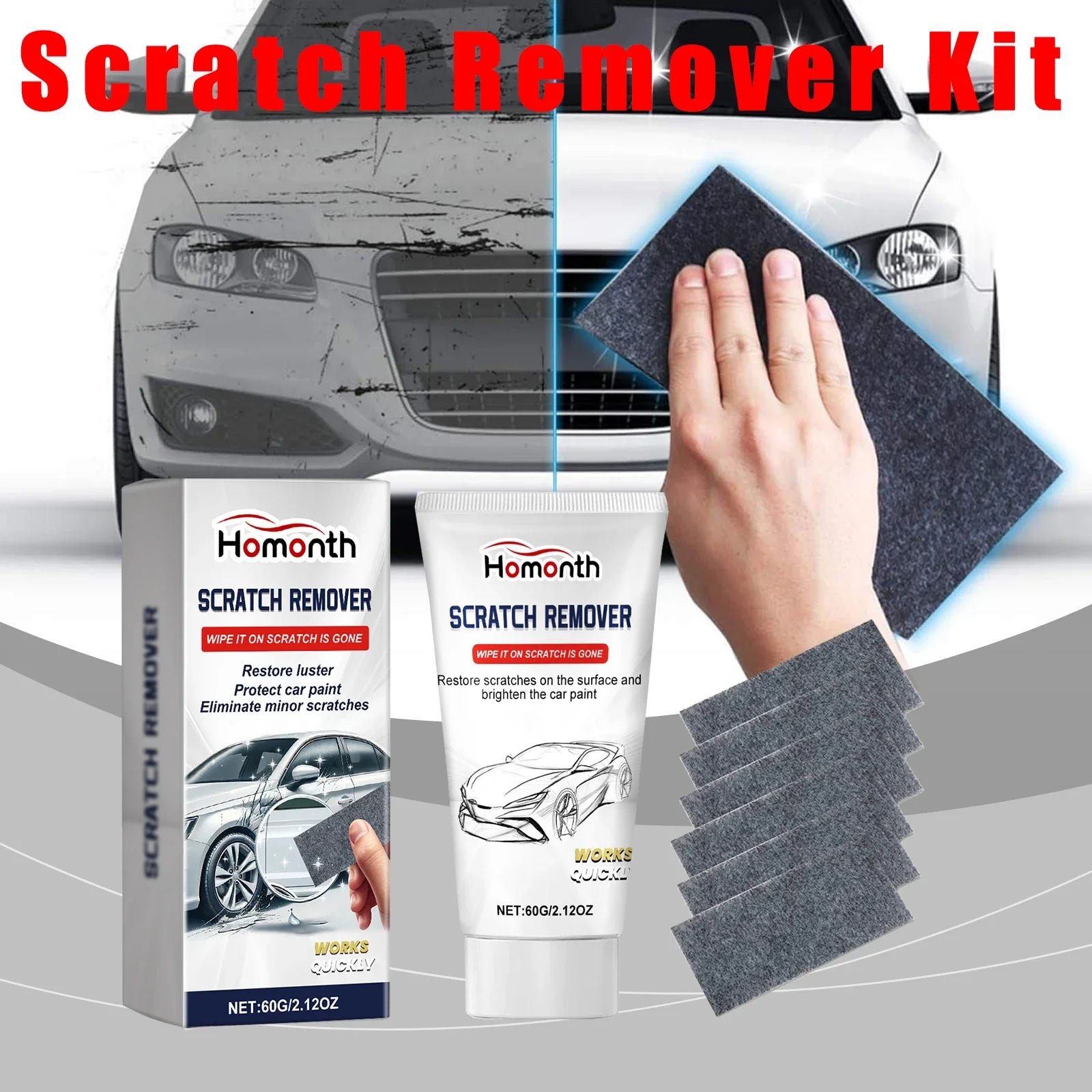 60g Car Scratch Remover Nano Flash Cloth Kit Auto Compound Polishing Anti Scratch Cleaner Cream Auto Polishes Care Repair Tool